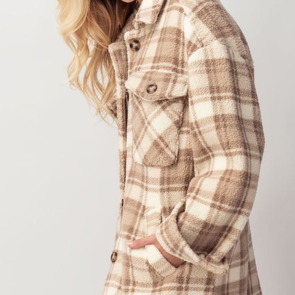 Plaid Sherpa coat jacket - Picture 2 of 2